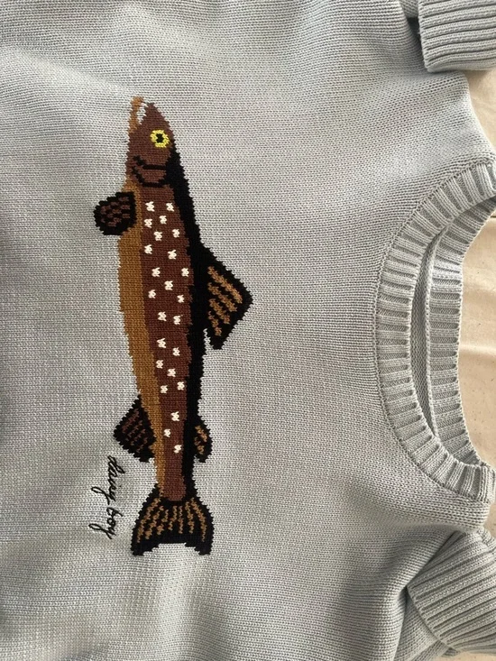 Dairy Boy Light Blue Fish Knit Sweater - Picture 2 of 4